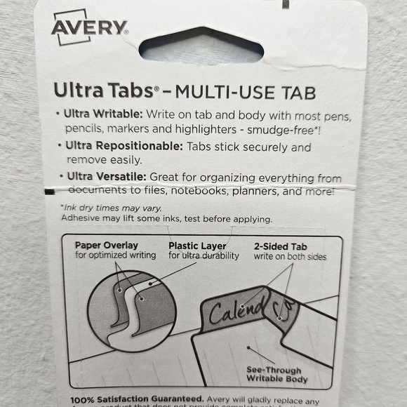 Avery Ultra Tabs Holographic Sparkle 2" x 1.5" Multi Use 18 Tabs Luxe Collection - Picture 4 of 5